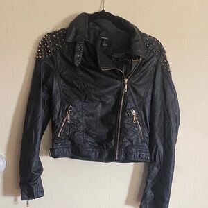 Forever 21 Black Studded Leather Jacket